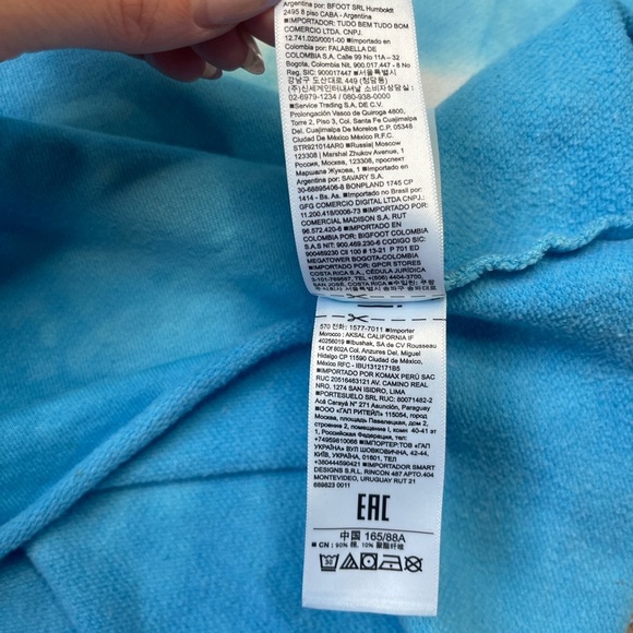 GAP Tie-Dye Cropped Raw Edge Blue White Hoodie Sweatshirt – Size Small - Picture 11 of 13